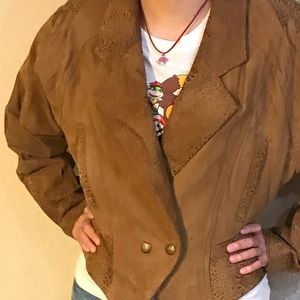 Vintage Adler Suede Tan Leather Jacket Peplum Sz S